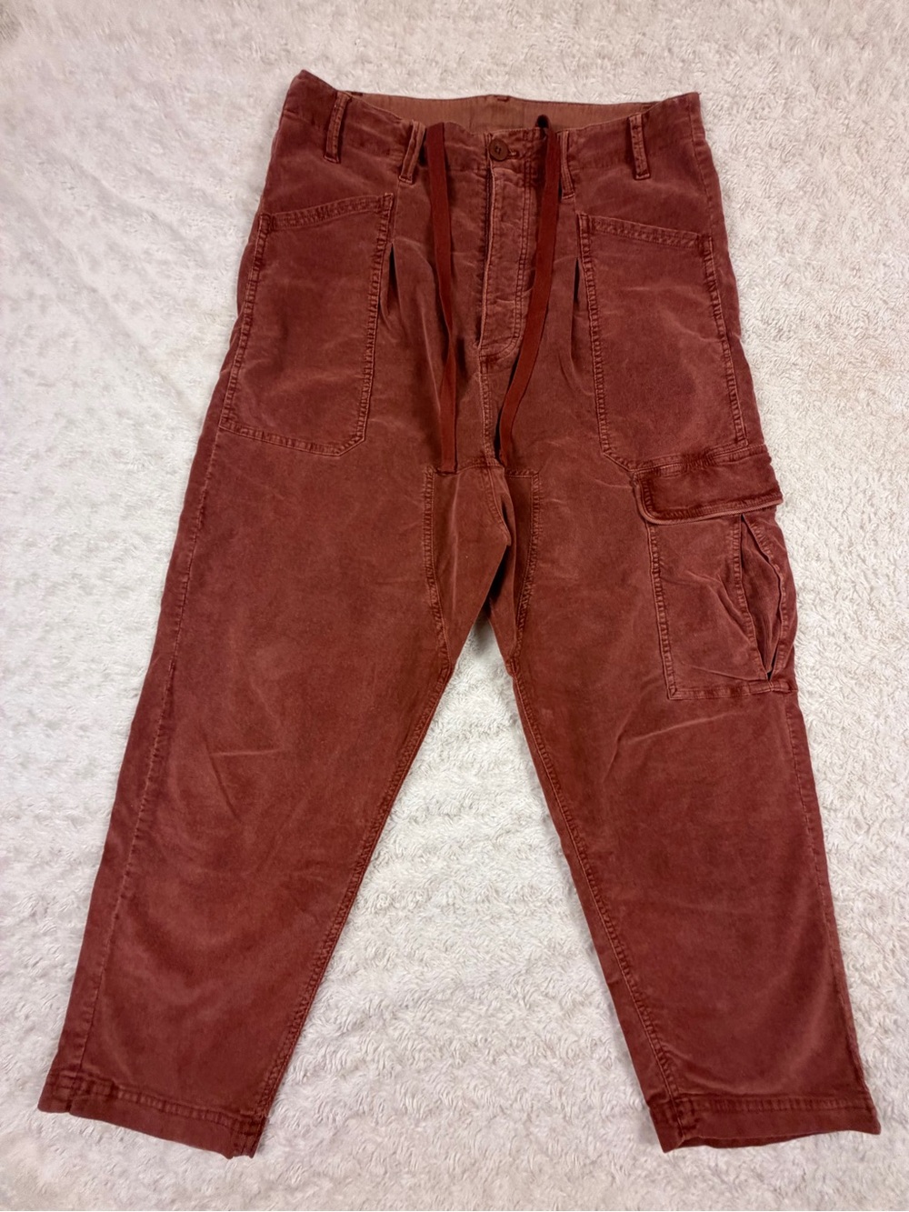 Free People Bay To Breakers Soft Corduroy Pants Rosey Copper Brown
